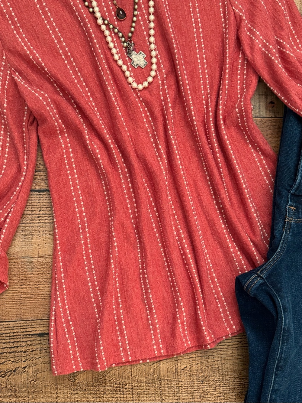 Blouse Rust Anthropologie Coral Striped Ruffle Sleeve Top Textured Material - Picture 4 of 9
